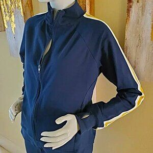 Athletic Blue Striped Track Jacket SZ L (12-14)
